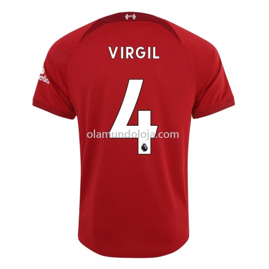 Camisola Liverpool Virgil 4 Equipamento Primeiro 2022-2023 Manga Corta